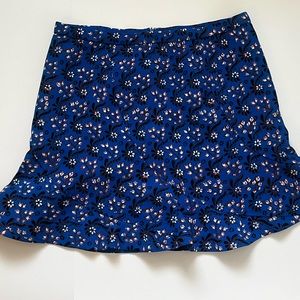 J. Crew Royal Blue floral flutter skirt, size 12